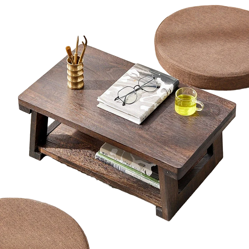 NNEOBA Adjustable Solid Wood Tatami Tea Table - Versatile Folding Japanese Household Furniture-0
