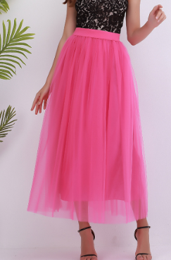 High-Waisted Mesh Midi Skirt for Women