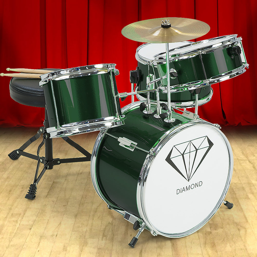 NNEDPE Children's 4pc Drumkit - Green-1