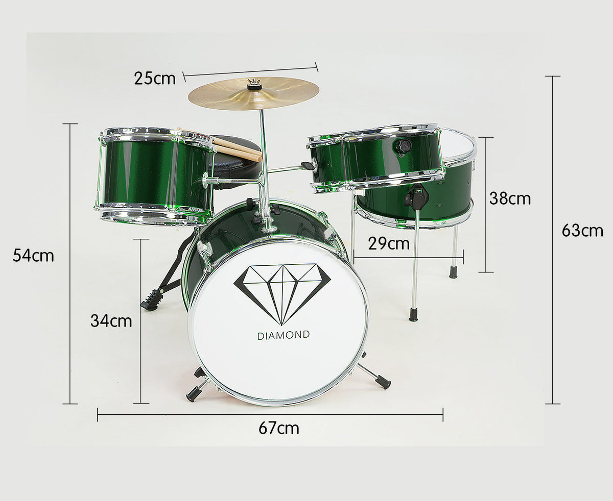 NNEDPE Children's 4pc Drumkit - Green-2