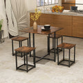 NNECW 5-Piece Dining Table Set with 4 Square Stools for Small Space-Brown-0