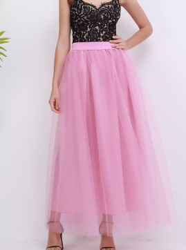 High-Waisted Mesh Midi Skirt for Women
