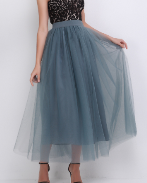 High-Waisted Mesh Midi Skirt for Women