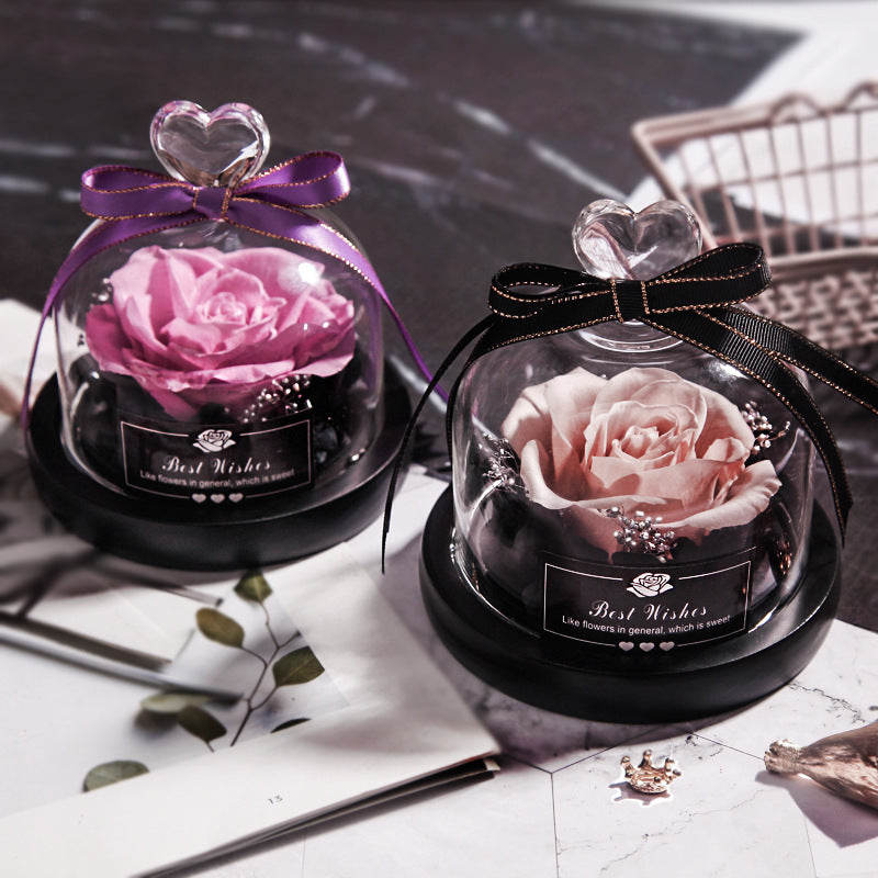 Eternal Rose Gift Box with Glass Dome Decoration