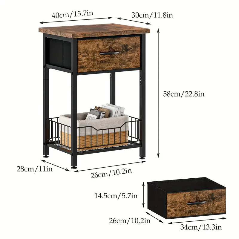 NNETM Versatile Bedside Table Organizer - Brown-4
