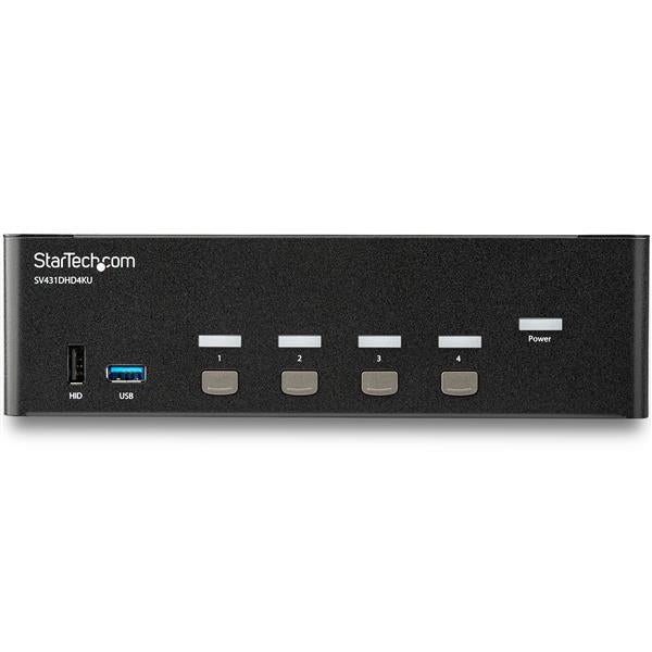 Star Tech 4 Port HDMI KVM Switch - 4K 30Hz - Dual Display