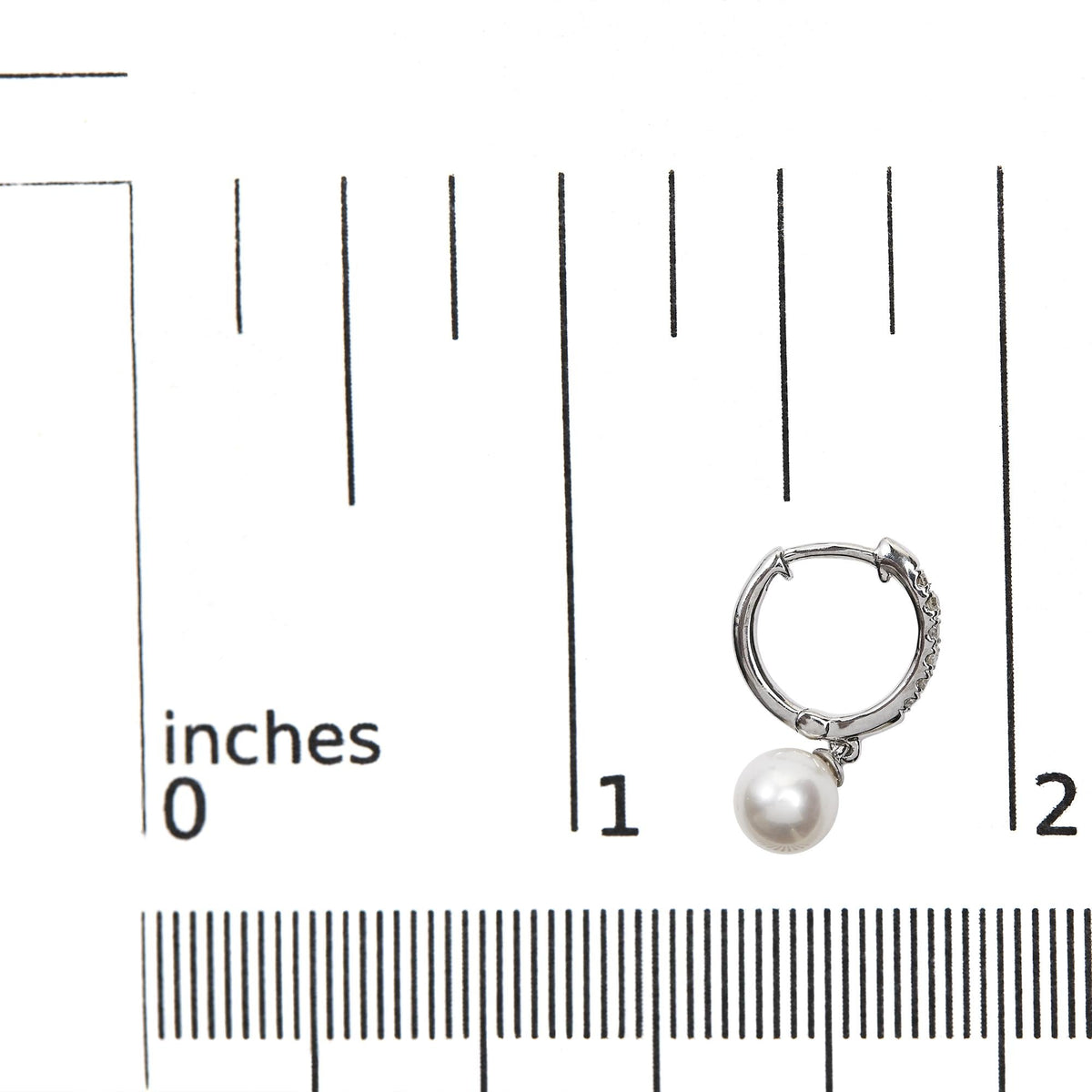 10K White Gold 6x6 MM Cultured Freshwater Pearl and Diamond Accent Drop Huggy Earring (H-I Color, I1-I2 Clarity)-4