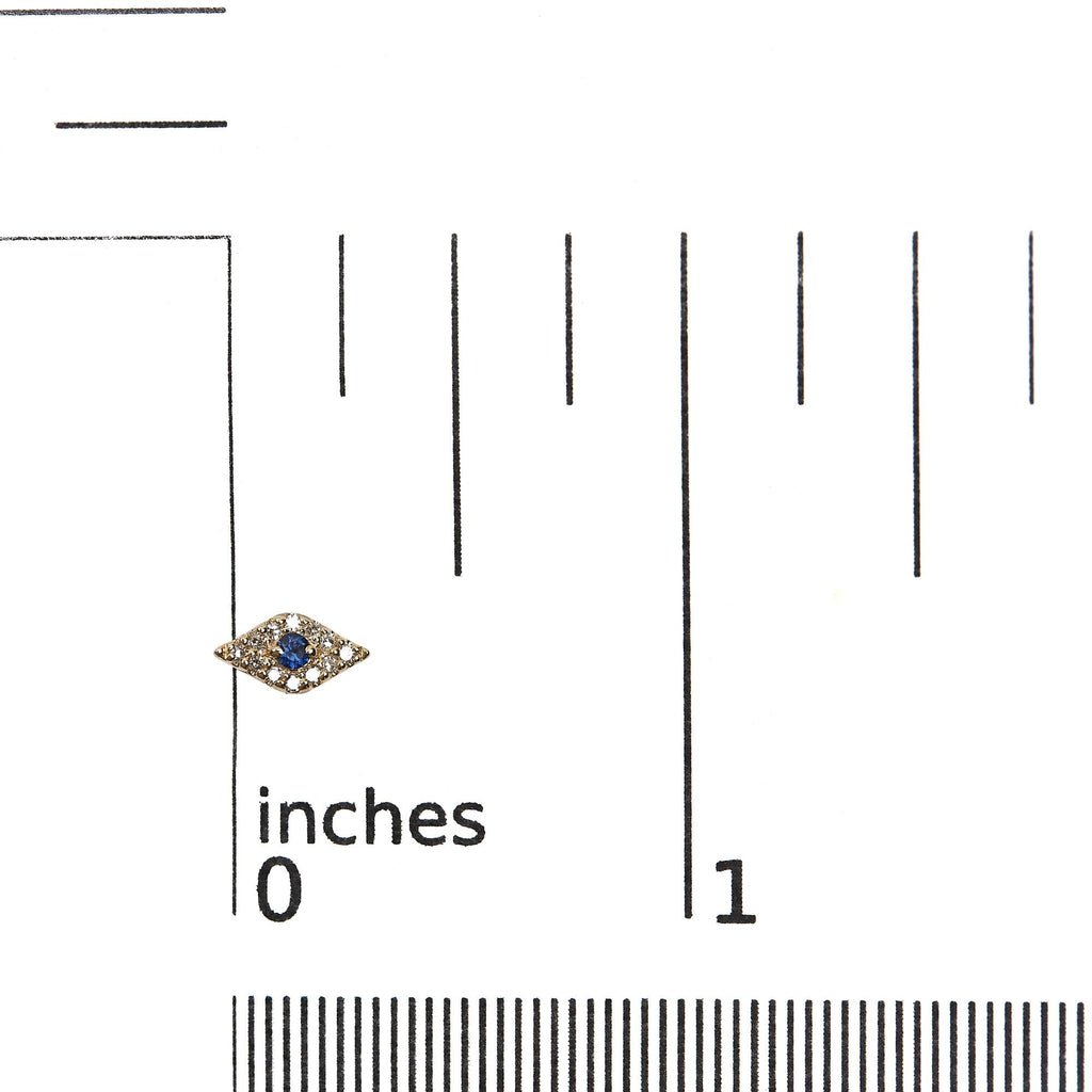 10K Yellow Gold Blue Sapphire and Diamond Accent Evil Eye Stud Earring (H-I Color, I1-I2 Clarity)-4