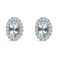 10K White Gold 5x3 MM Oval Cut Birthstone and Diamond Halo Stud Earrings (I-J Color, I1-I2 Clarity)-5