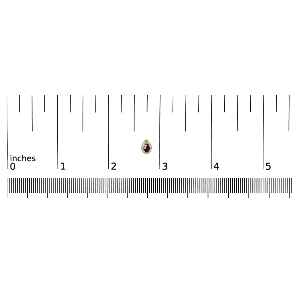 10K Yellow Gold 5X3 MM Pear-Cut Ruby and 1/7 Cttw Diamond Halo Stud Earrings (I-J Color, I1-I2 Clarity)-4