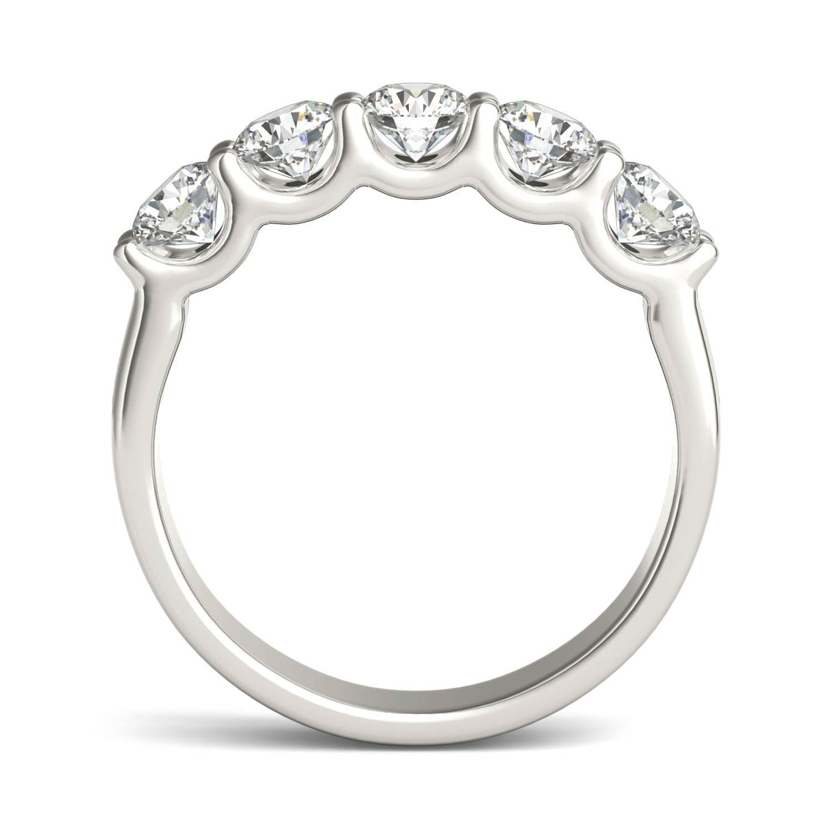 AGI Certified 1 1/4 CTW Round Lab Grown Diamond (G/VS) Five Stone Anniversary Band in 14K White Gold-3