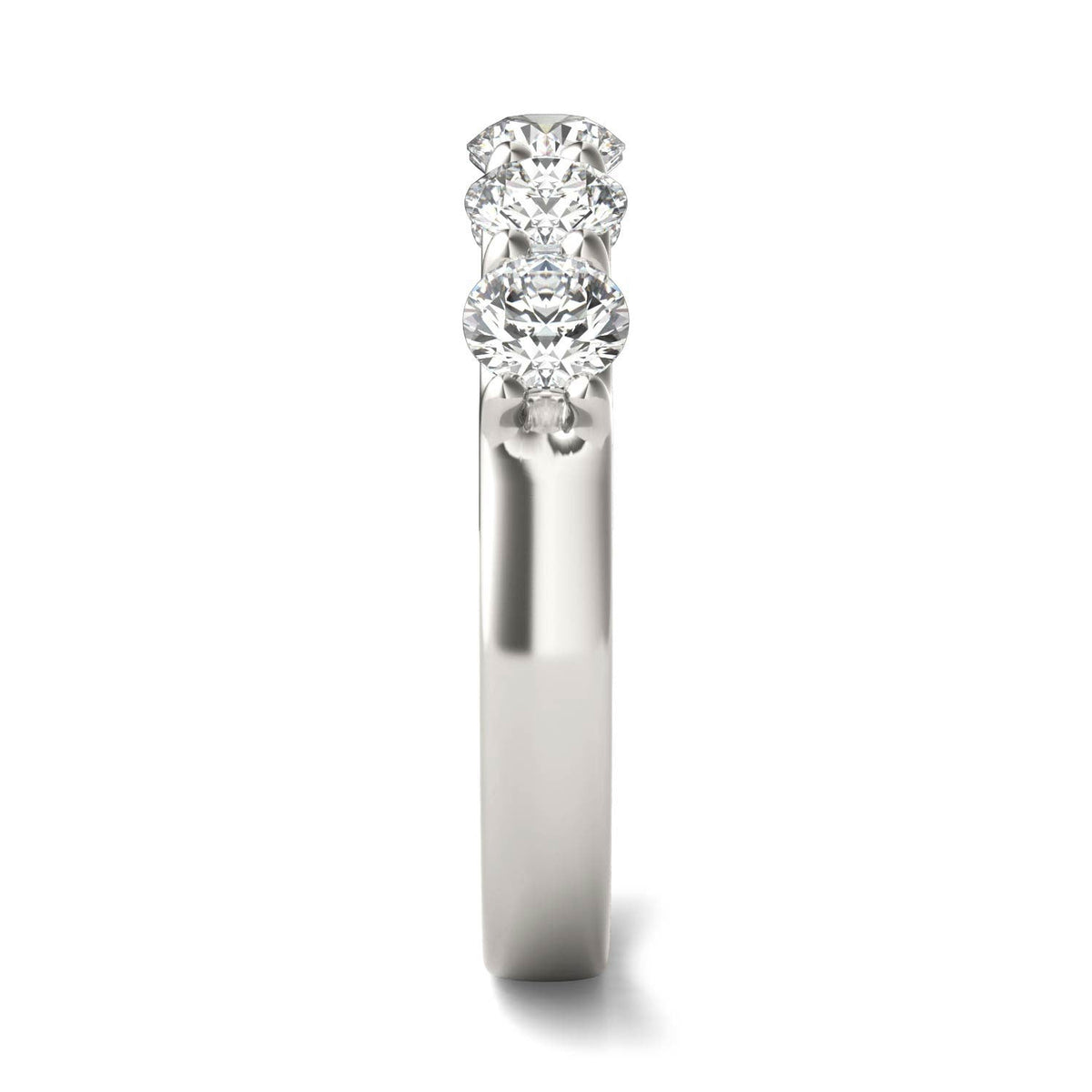 1.25 CTW Round Lab Grown Diamond Five Stone Anniversary Band in 14K White Gold Over Sterling Silver - E/F-VS