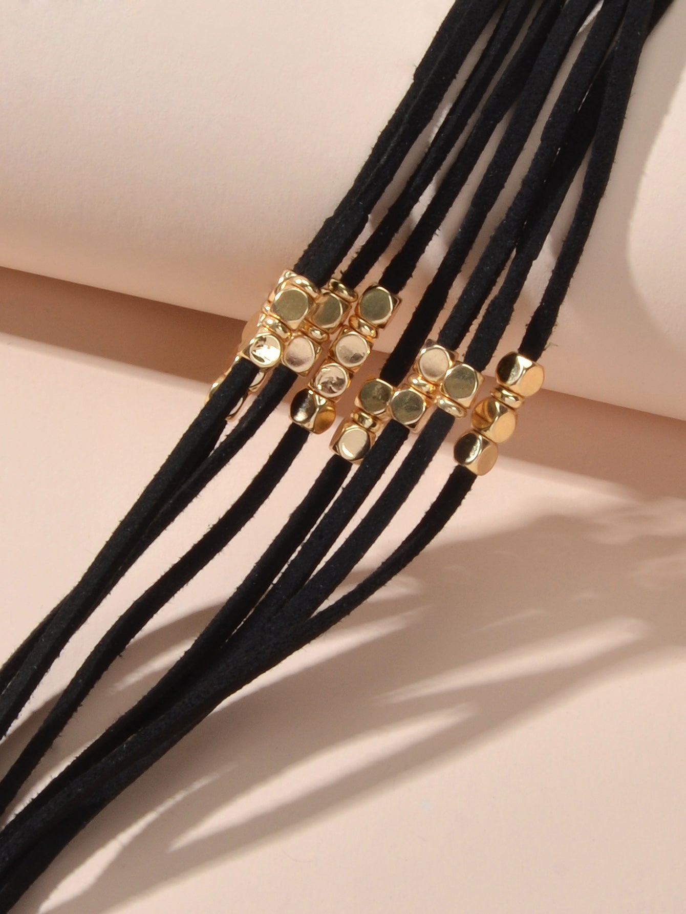 Female Jewellery Metal Beads Multi-layer Black Suede Chain Wrap Women Bracelets-3