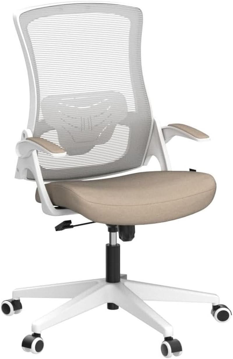 Beige High Back Mesh Office Chair With Adjustable Height And Ergonomic Design-4