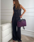 Athena Tailored Linen Set with Sleeveless Vest (One Set)