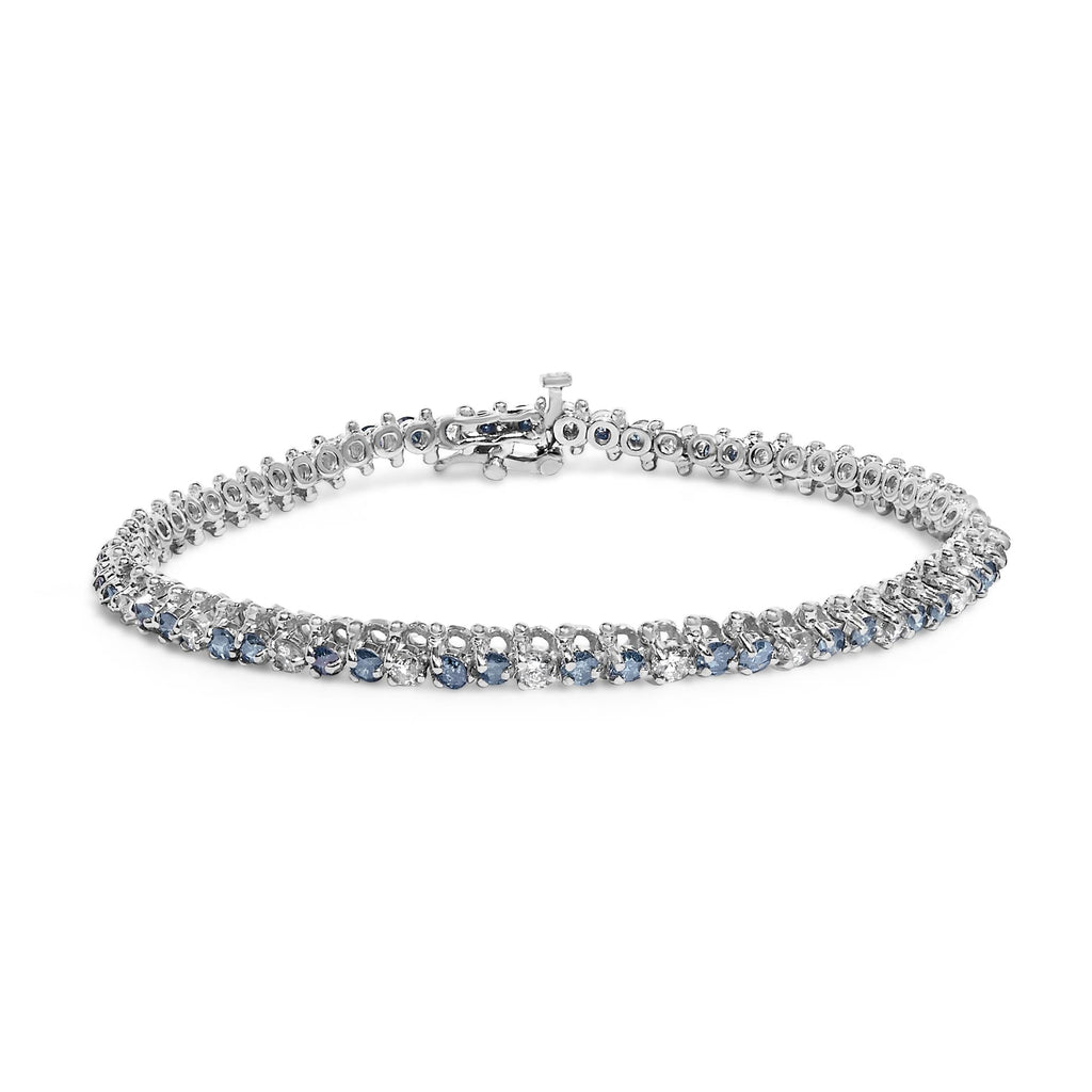 14K White Gold White And Treated Blue Diamond Bracelet (4 5/8 cttw, H-I Color, I1-I2 Clarity)-0