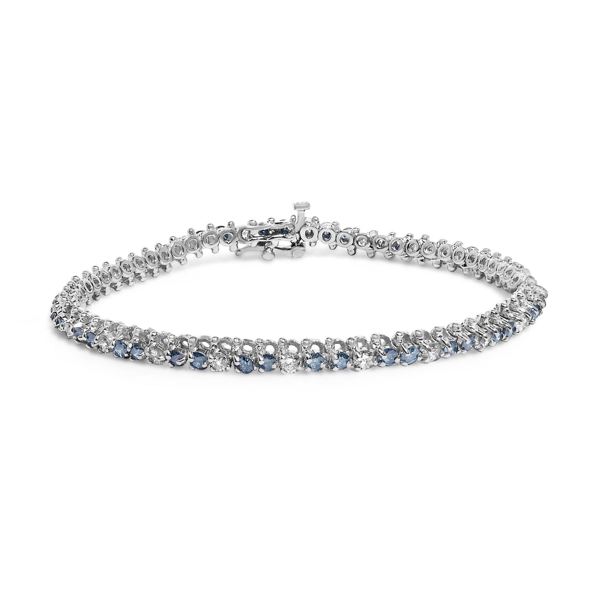 14K White Gold White And Treated Blue Diamond Bracelet (4 5/8 cttw, H-I Color, I1-I2 Clarity)-0