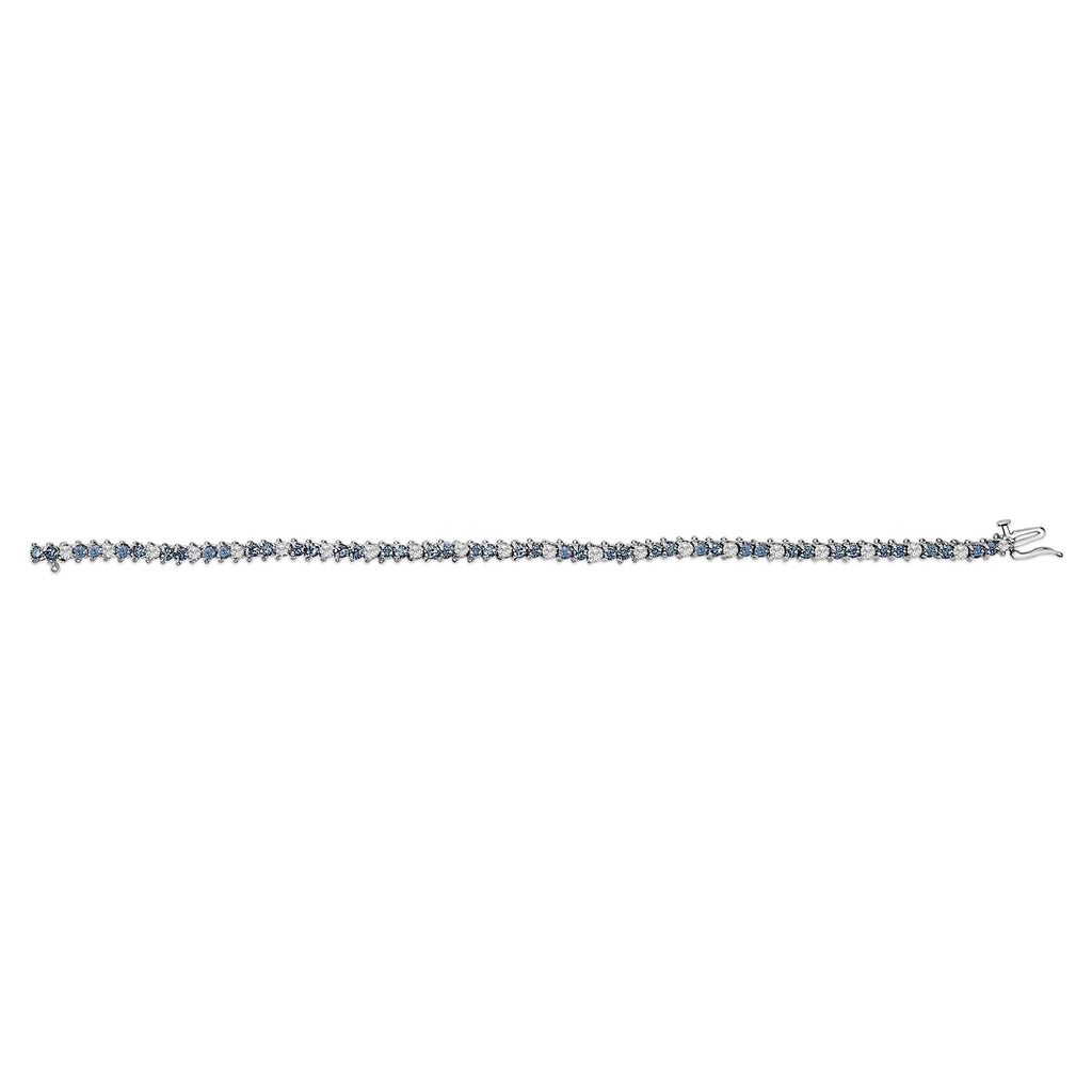 14K White Gold White And Treated Blue Diamond Bracelet (4 5/8 cttw, H-I Color, I1-I2 Clarity)-3