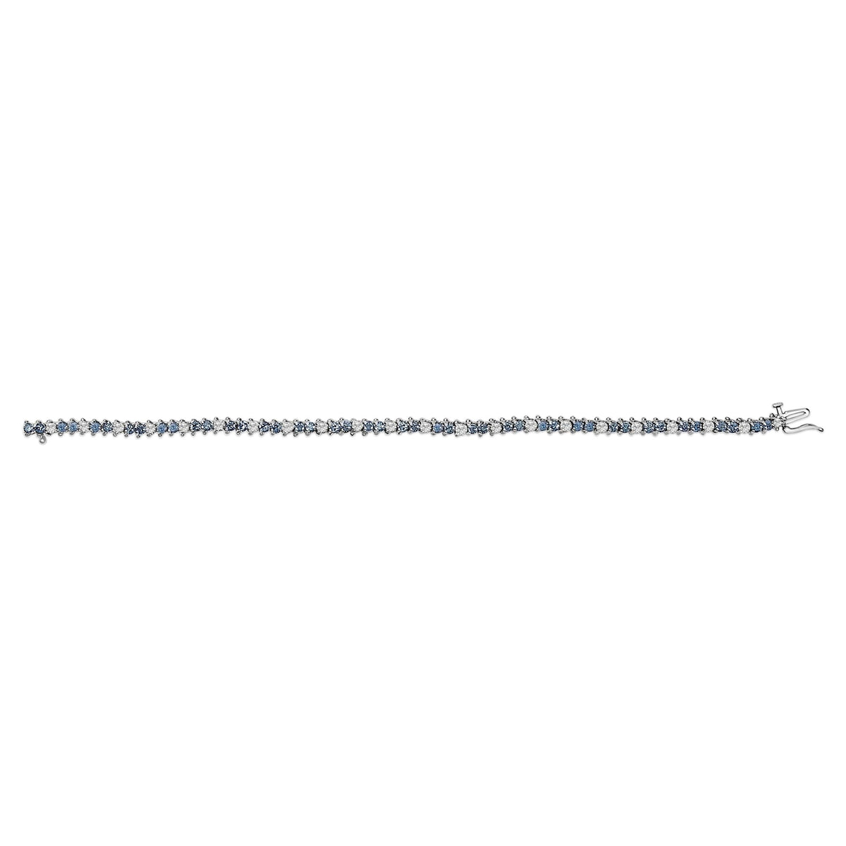 14K White Gold White And Treated Blue Diamond Bracelet (4 5/8 cttw, H-I Color, I1-I2 Clarity)-3
