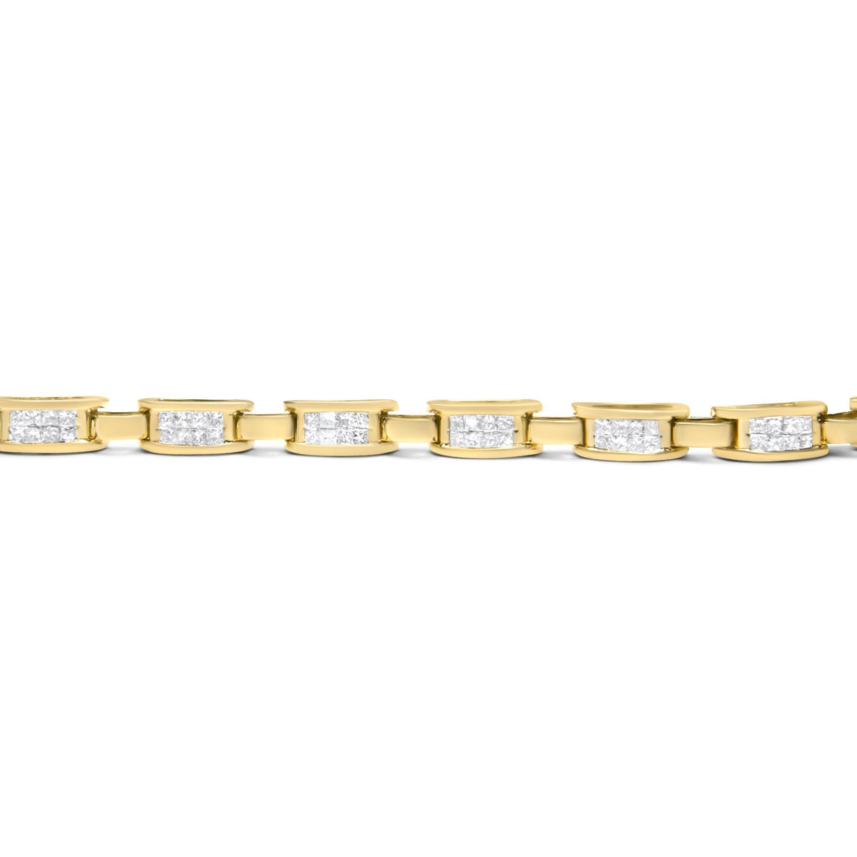 10K Yellow Gold 2.0 Cttw Invisible-Set Princess Cut Diamond Rectangular Link Bracelet (I-J Color, SI2-I1 Clarity) - 7"-4