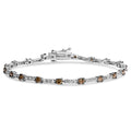 14k White Gold 2 1/4 Cttw Champagne Diamond Bar Link 7" Bracelet (Champagne Color, I1-I2 Clarity)-0