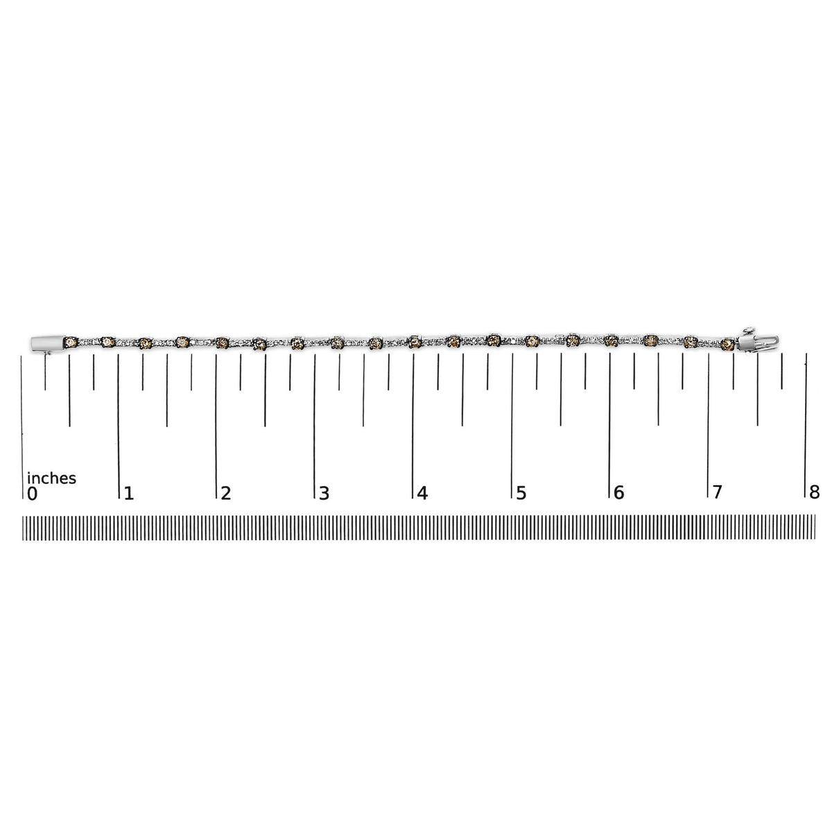 14k White Gold 2 1/4 Cttw Champagne Diamond Bar Link 7" Bracelet (Champagne Color, I1-I2 Clarity)-4