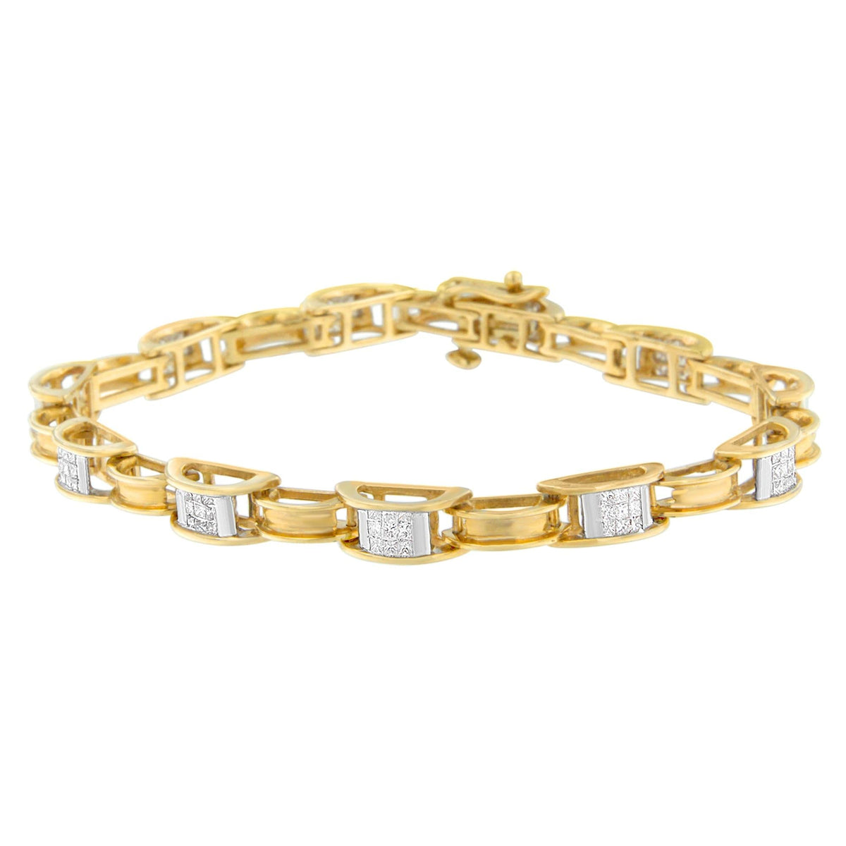 14K Yellow Gold Princess Cut Diamond Chain Link Bracelet (1.00 cttw, H-I Color, SI1-SI2 Clarity)-0