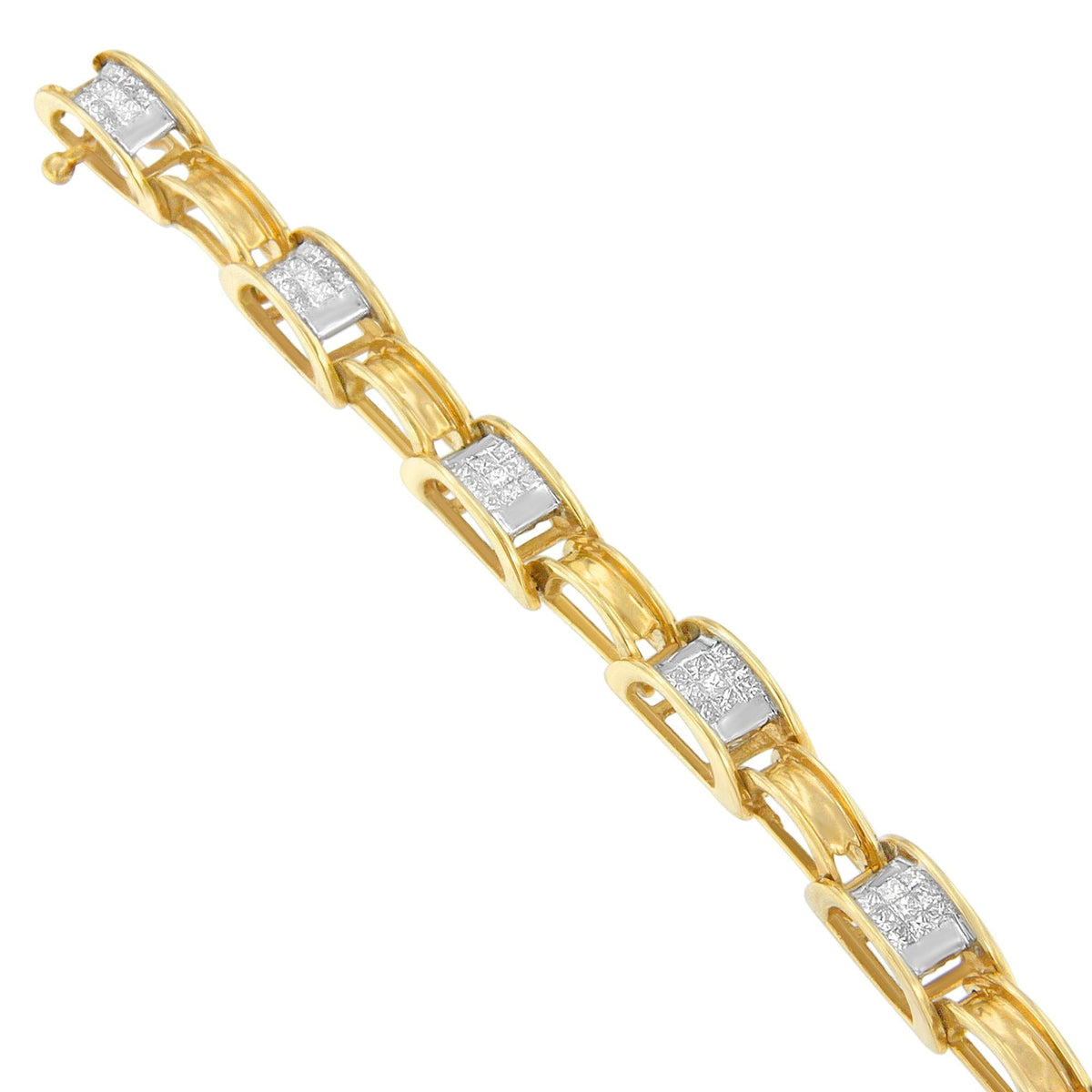 14K Yellow Gold Princess Cut Diamond Chain Link Bracelet (1.00 cttw, H-I Color, SI1-SI2 Clarity)-1