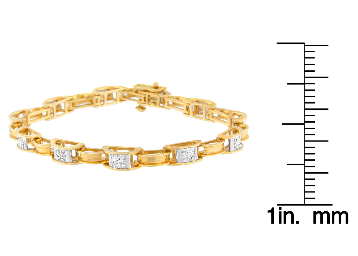 14K Yellow Gold Princess Cut Diamond Chain Link Bracelet (1.00 cttw, H-I Color, SI1-SI2 Clarity)-3