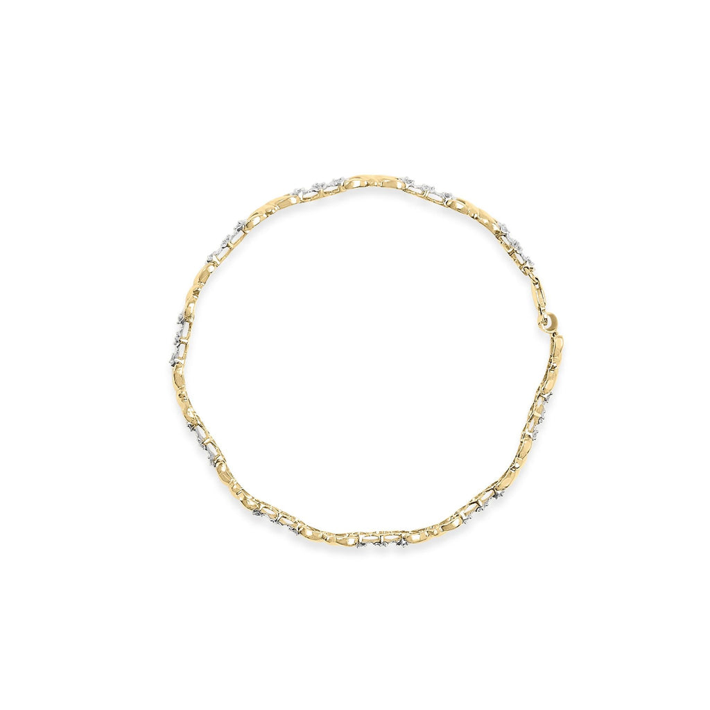 10k Yellow Gold 1/3 Cttw Diamond 3 Stone and X-Link Bracelet (I-J Color, I1-I2 Clarity) - 7.50" Inches-3