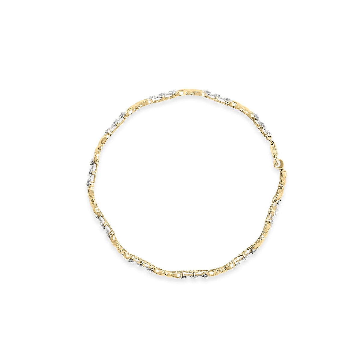 10k Yellow Gold 1/3 Cttw Diamond 3 Stone and X-Link Bracelet (I-J Color, I1-I2 Clarity) - 7.50" Inches-3