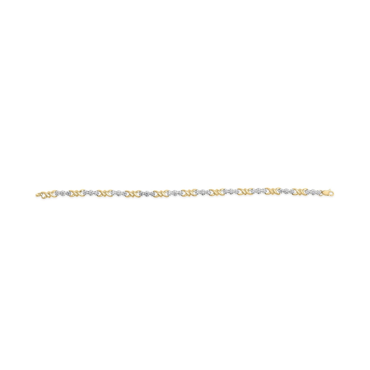 10k Yellow Gold 1/3 Cttw Diamond 3 Stone and X-Link Bracelet (I-J Color, I1-I2 Clarity) - 7.50" Inches-4