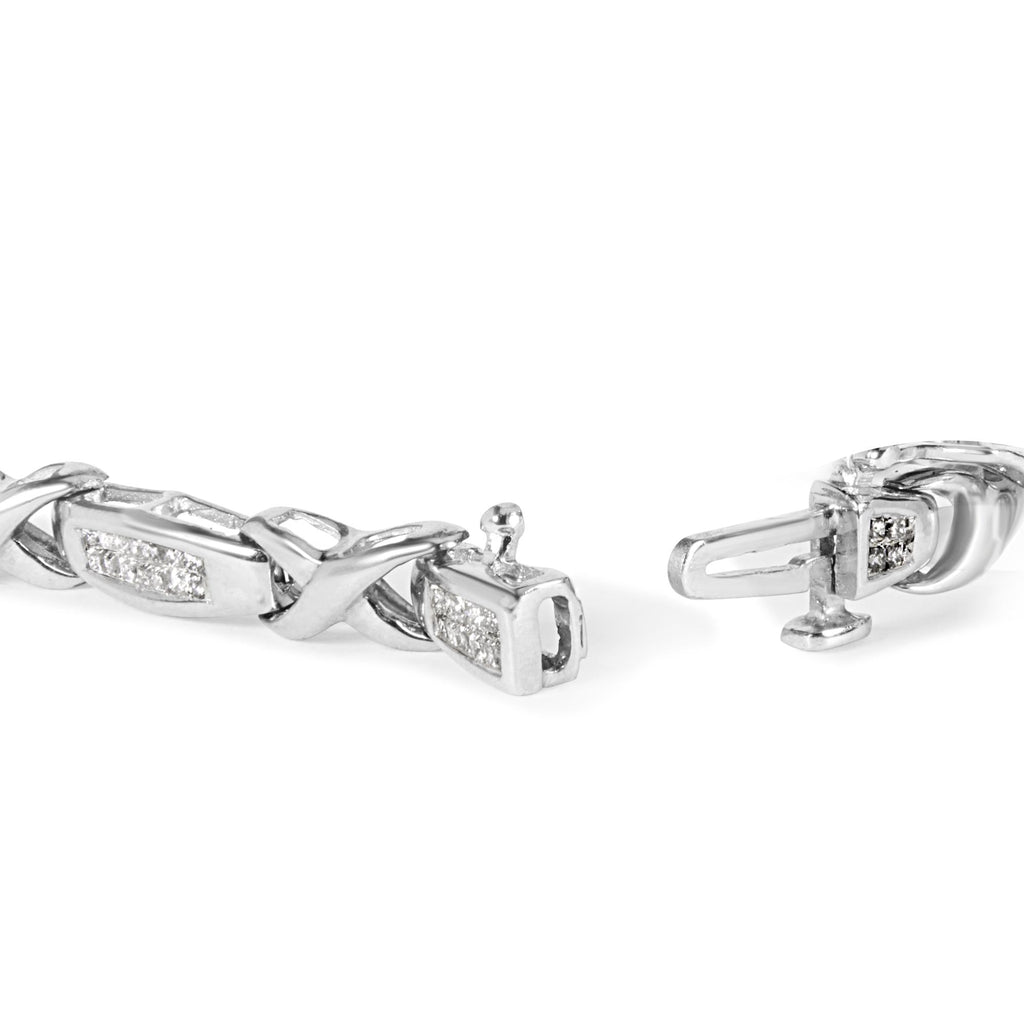 14K White Gold 1.0 Cttw Invisible-Set Princess Diamond Tennis Bracelet (H-I Color, SI1-SI2 Clarity) - 7"-1