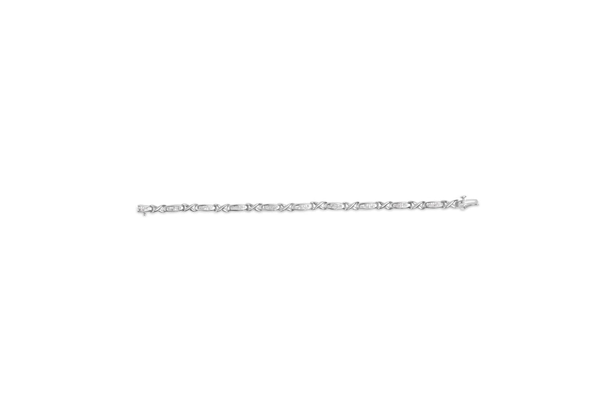 14K White Gold 1.0 Cttw Invisible-Set Princess Diamond Tennis Bracelet (H-I Color, SI1-SI2 Clarity) - 7"-4
