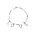 10k White Gold 1/6 Cttw Diamond "Love" Charm Cable Chain Bracelet (H-I Color, I1-I2 Clarity) - 7"-0