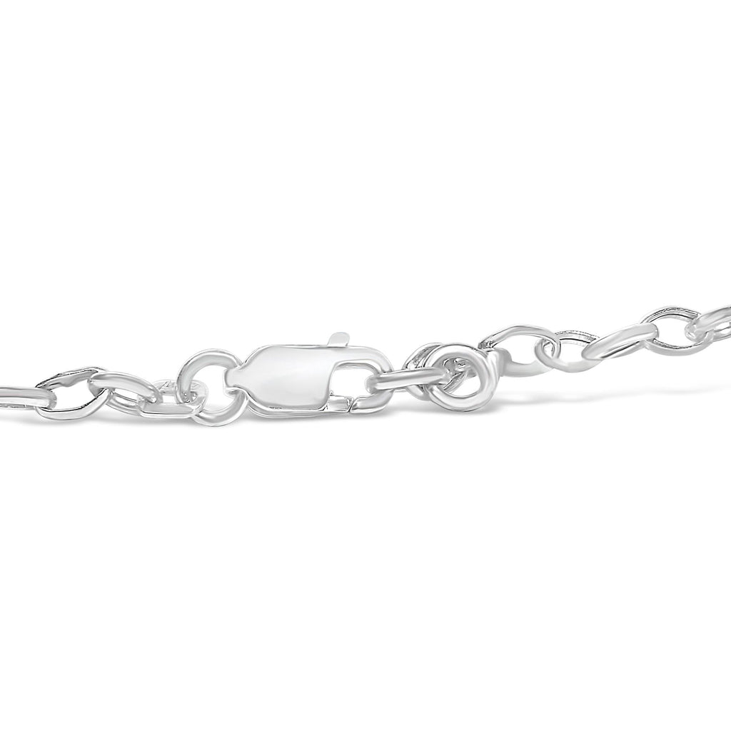 10k White Gold 1/6 Cttw Diamond "Love" Charm Cable Chain Bracelet (H-I Color, I1-I2 Clarity) - 7"-1