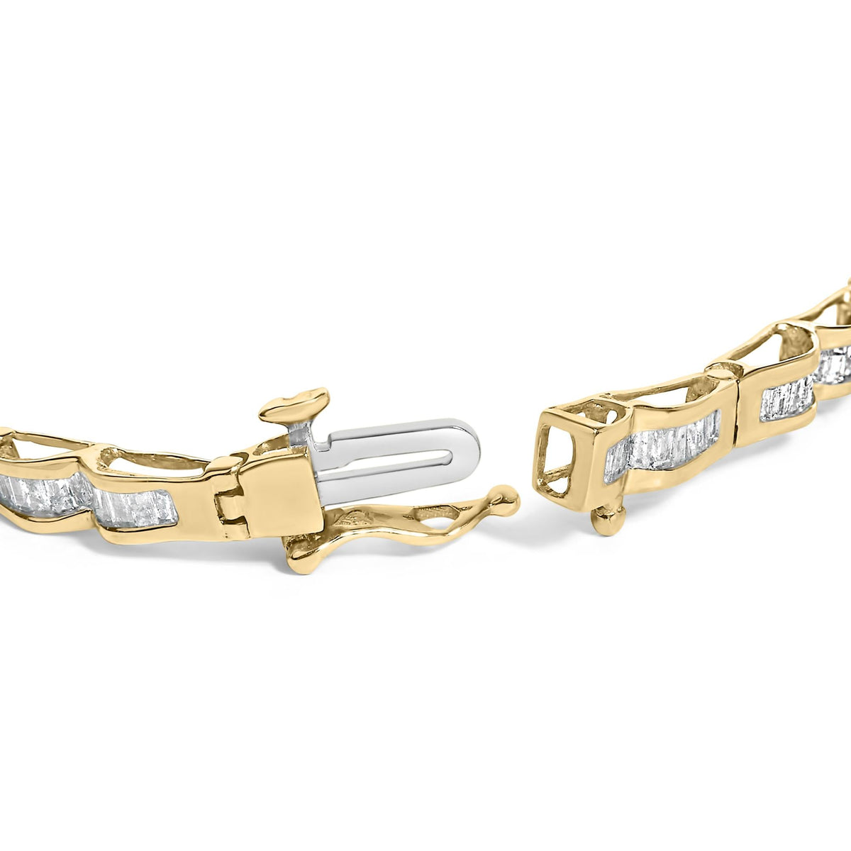 10K Yellow Gold 2.00 Cttw Baguette Diamond Channel Set Link Bracelet-1