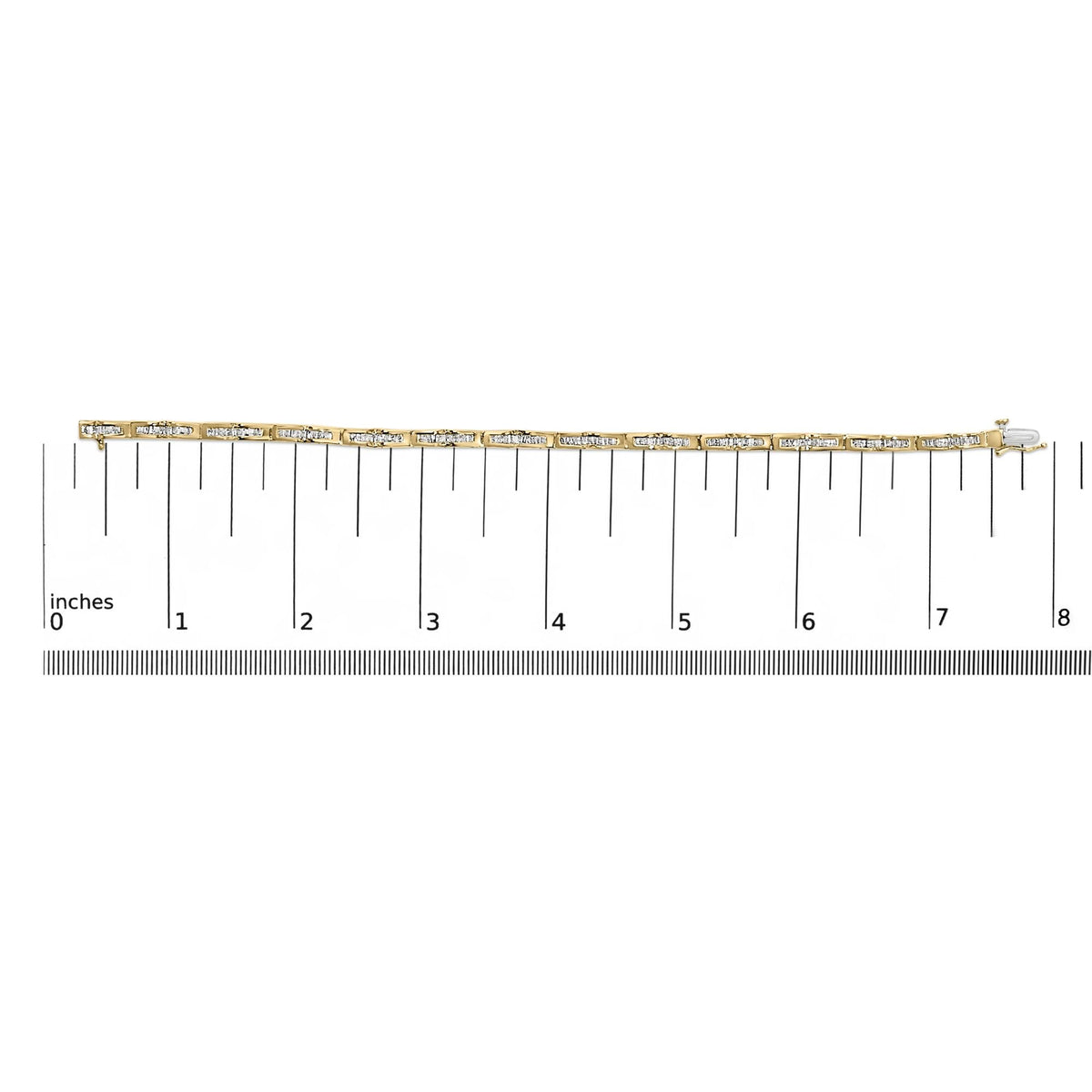 10K Yellow Gold 2.00 Cttw Baguette Diamond Channel Set Link Bracelet-4