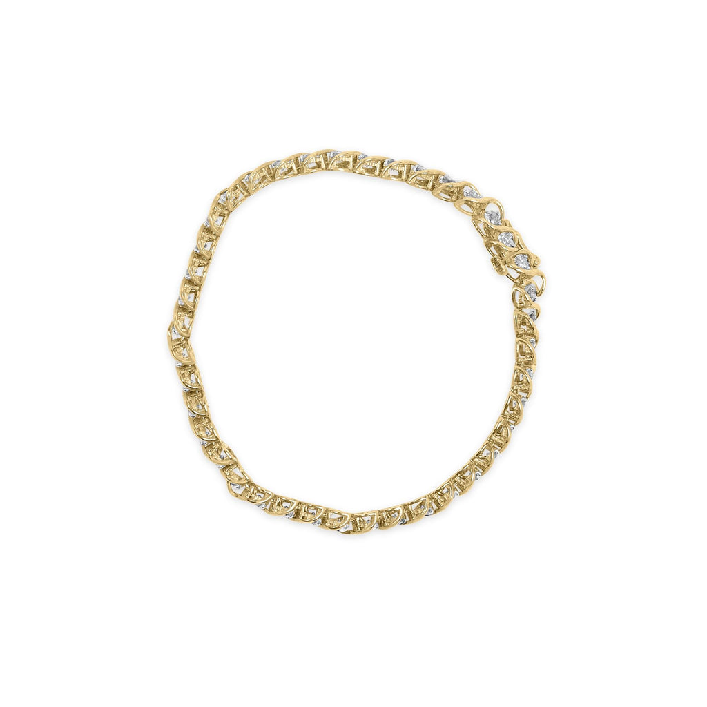 10K Yellow Gold 3 cttw Round-Cut Diamond Spiral Link 7.50" Bracelet (I-J Color, I1-I2 Clarity)-3
