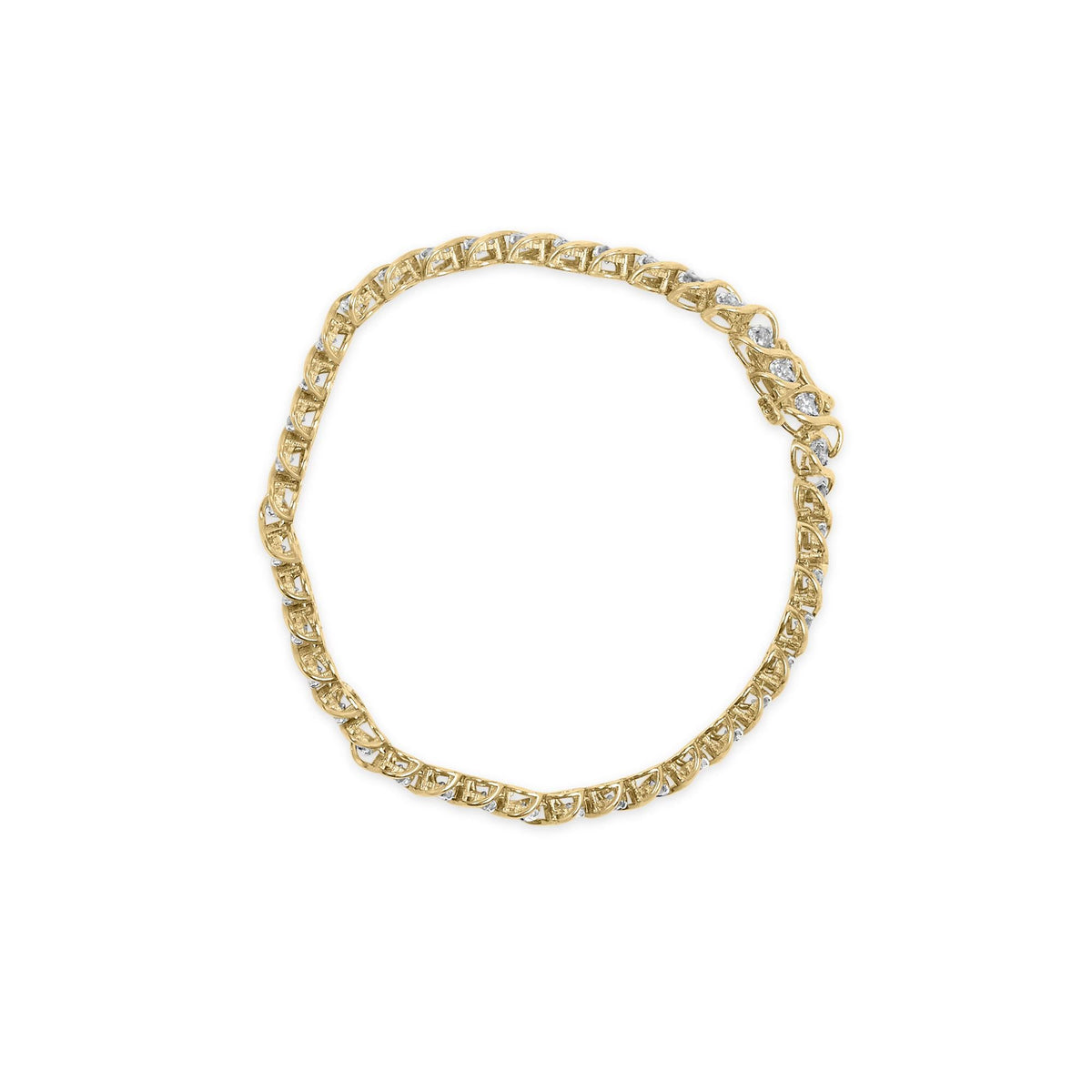 10K Yellow Gold 3 cttw Round-Cut Diamond Spiral Link 7.50" Bracelet (I-J Color, I1-I2 Clarity)-3
