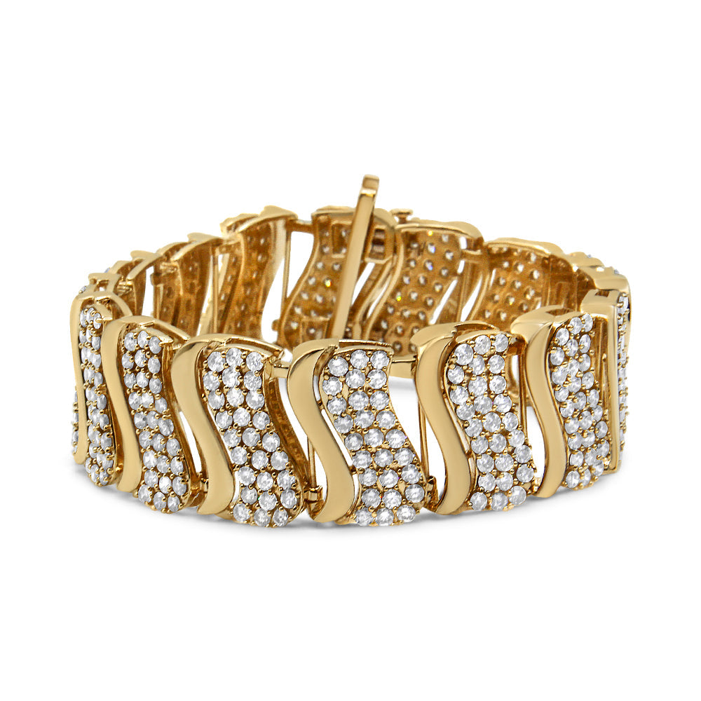 14K Gold 15.0 Cttw Diamond Chevron Wave 7.25" Inch Link Bracelet (J-K Color, I1-I2 Clarity)-1
