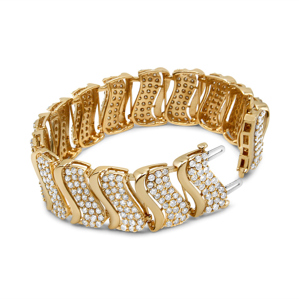 14K Gold 15.0 Cttw Diamond Chevron Wave 7.25" Inch Link Bracelet (J-K Color, I1-I2 Clarity)-4