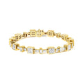 14K Yellow Gold 6 3/4 Cttw Princess and Baguette-Cut Diamond Tennis Bracelet (H-I Color, VS2-SI1 Clarity) - Size 7-0