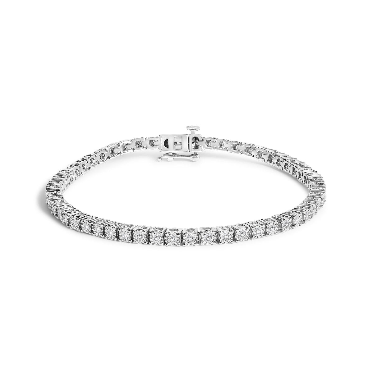 .925 Sterling Silver Lab Grown Diamond Illusion-Set Miracle Plate Tennis Bracelet