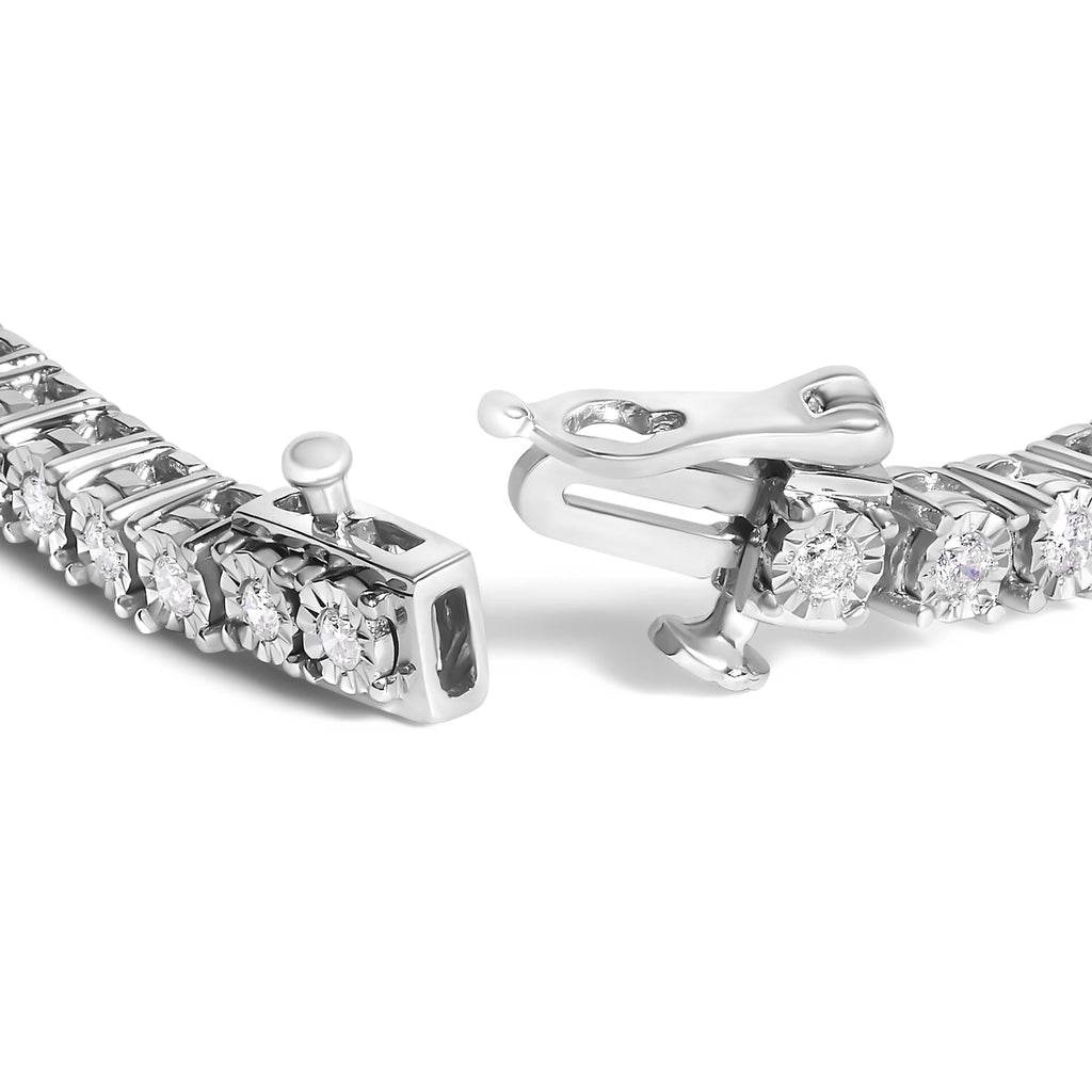 .925 Sterling Silver Lab Grown Diamond Illusion-Set Miracle Plate Tennis Bracelet