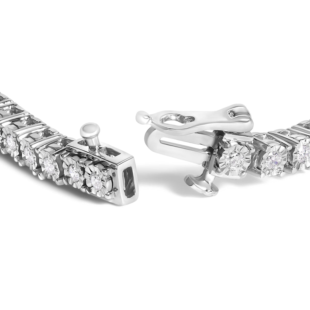 .925 Sterling Silver Lab Grown Diamond Illusion-Set Miracle Plate Tennis Bracelet