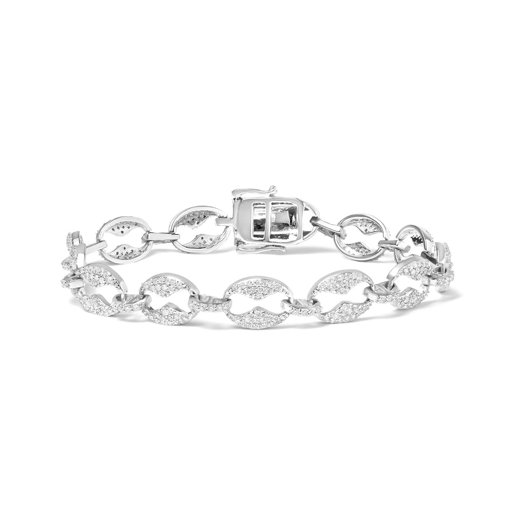 14K White Gold 1 1/2 Cttw Round Diamond Set Link Bracelet (I-J Color, I1-I2 Clarity) - 7"-0
