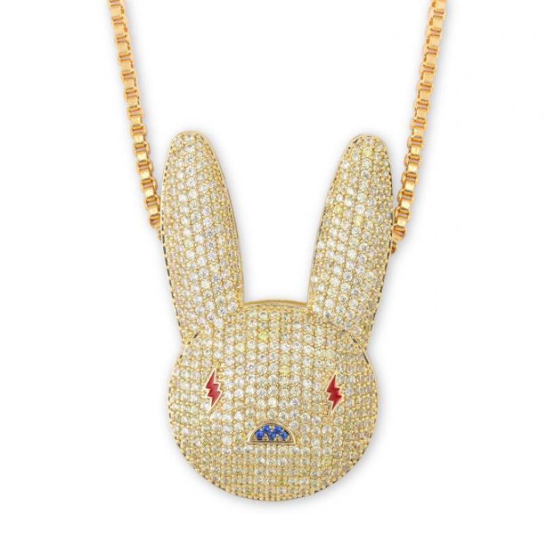 Hip Hop Fashion Zircon Rabbit Pendant Necklace