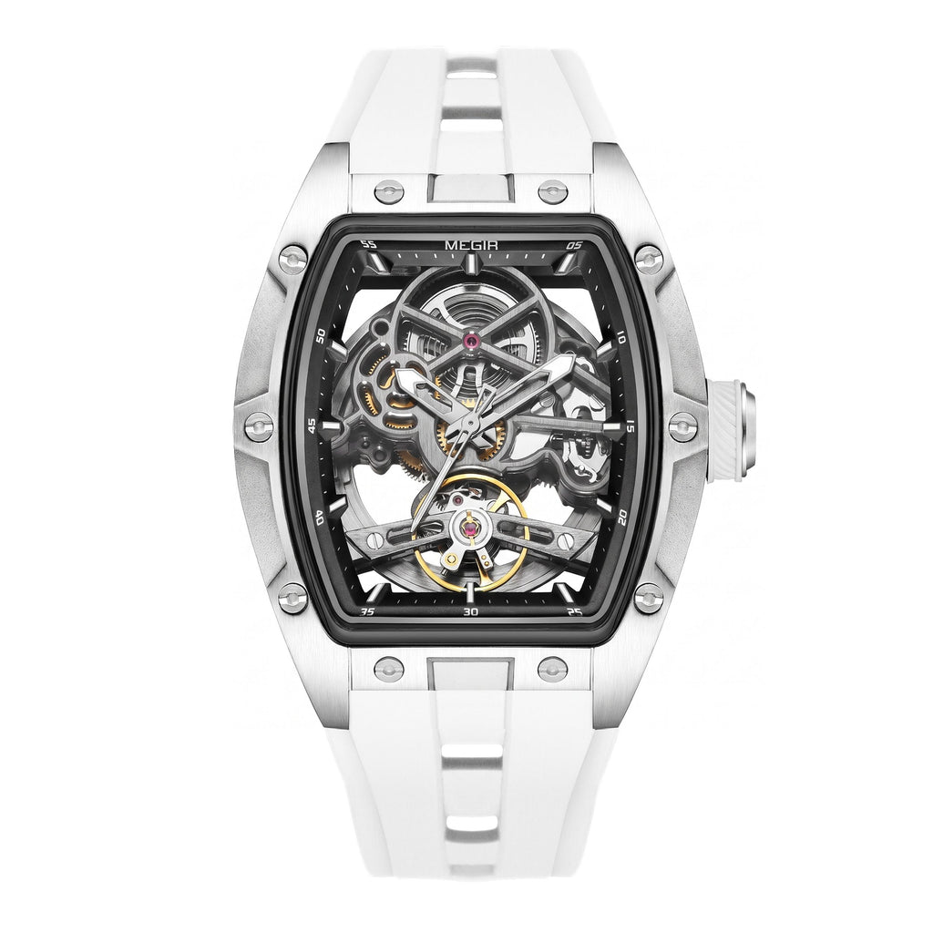 MEGIR Original Fashion Men Watches Automatic Mechanical Watch Steel Case Sport Skeleton Dial Wristwatch Waterproof Clock Reloj Hombre 2242-15