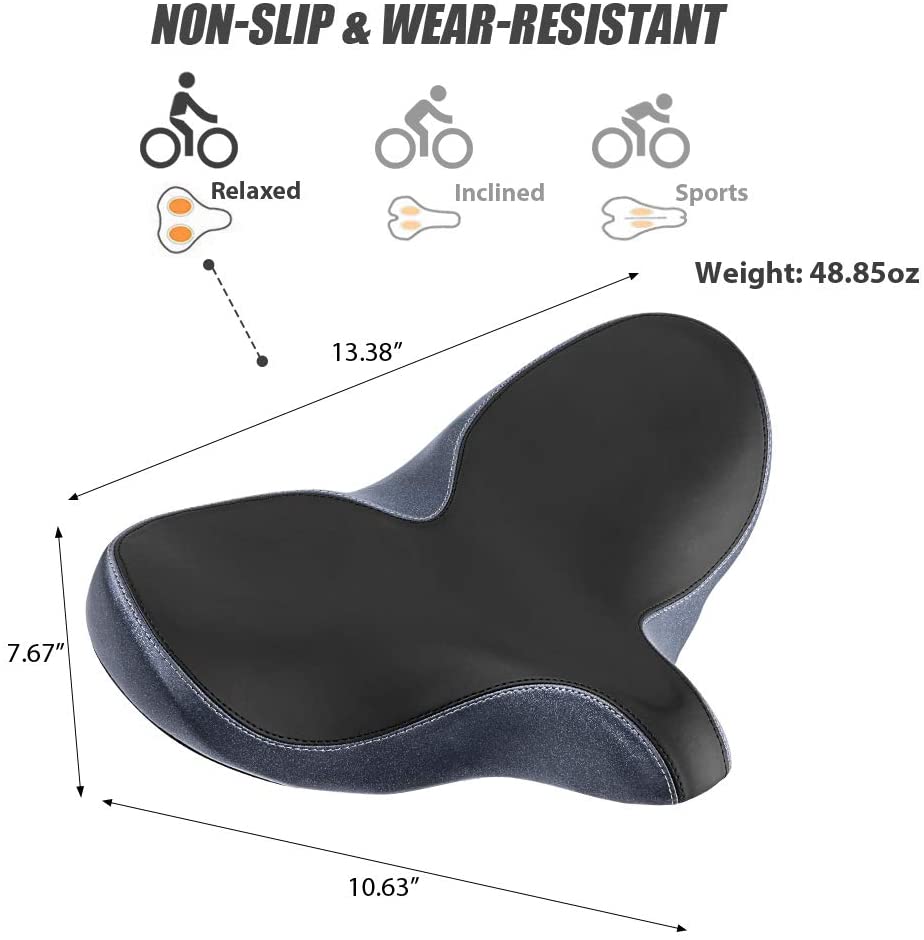 YS 3, YLG Oversized Comfort Bike Saddle Memory Foam, Waterproof, 13.5"W For Outdoor Bike-4